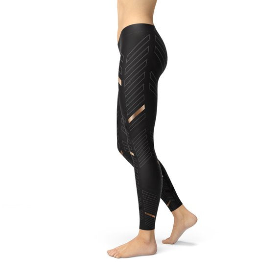 Image of Womens Sports Stripes Black Leggings 343879789 from Edmene LLC