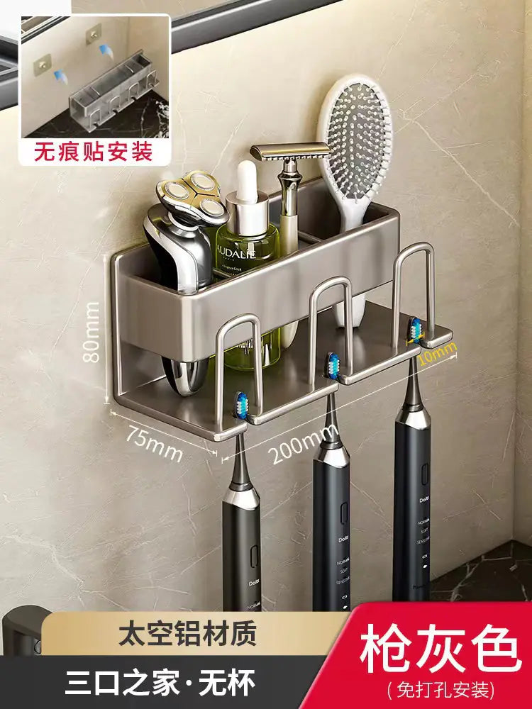 Wall-Mounted Toothbrush and Cup Holder for Bathroom