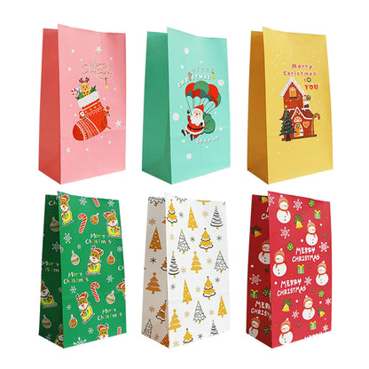 OIPKKUI Christmas Treat Bags 24 Pcs Christmas Gift Bags with Stickers Christmas Goody Bags Gift Treat Bags Party Supplies for Party Favors Holiday Goody (Christmas-A)