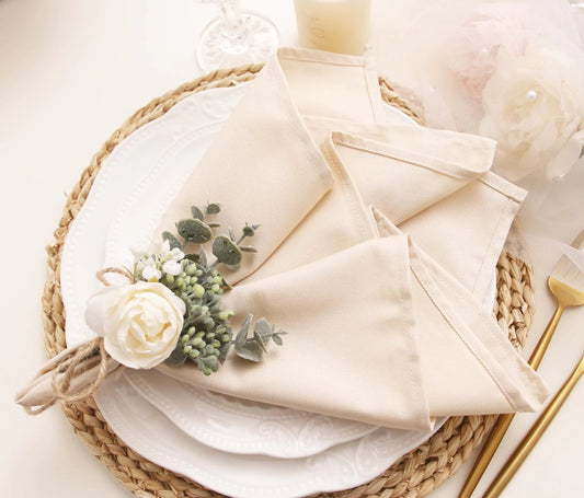 JINVASE Cotton Cloth Napkins Set of 12 Dinner Cloth Napkins Bulk Wedding Christmas Thanksgiving 17 * 17 (Champagne 12 Pack)