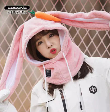 Cute Rabbit Ski Face Helmet Cap