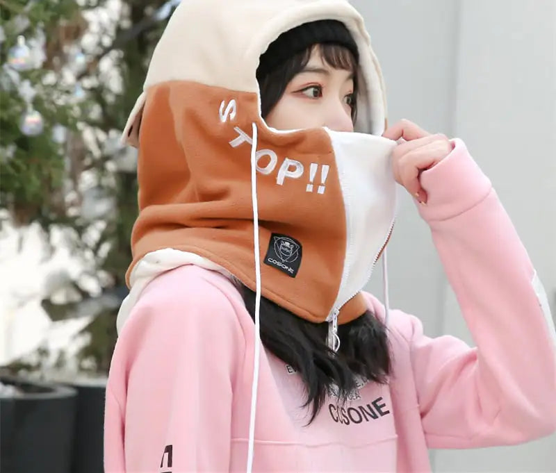 Cute Rabbit Ski Face Helmet Cap