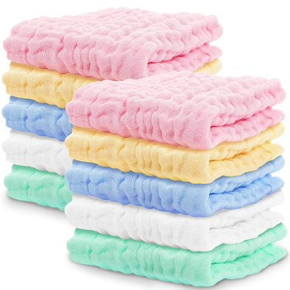 CLRBEATTY 10 Pack Muslin Baby WashclothsSoft Natural Baby Muslin Wash Cloth100% Cotton Muslin Washcloth for Baby Registry as ShowerBreathable Baby Face Towel Burp Cloths for Sensitive Skin Baby