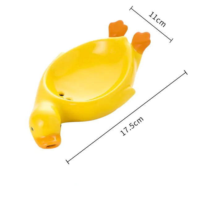 Cute Portable Ceramic Duck Soap Dish Bathroom Organizer
