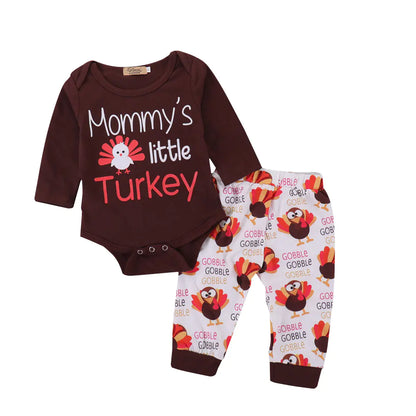 Thanksgiving Letter Print Outfit with Pumpkin Pants Set