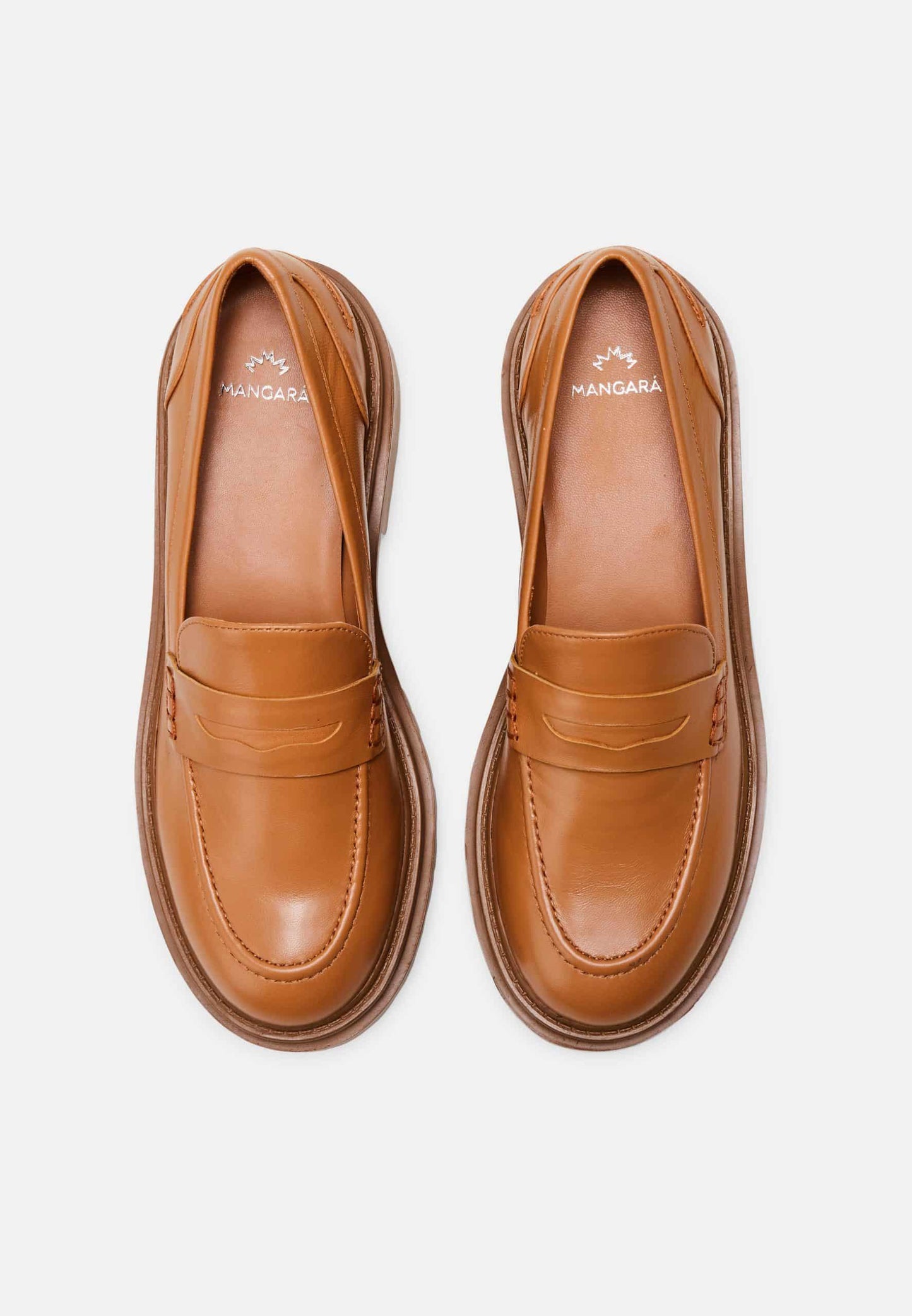 Women’s Brown Leather Loafers – Chunky Block Sole Design