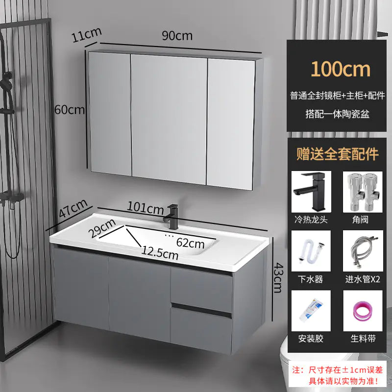 Elegant Drawer Bathroom Cabinet with Ceramic Sink Combo