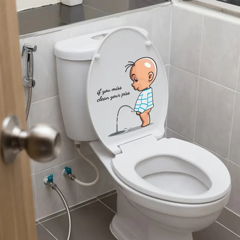 Cute Cartoon Toilet Warning Stickers for Bathroom Decor