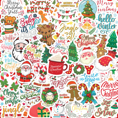 Holographic Sparkly Christmas Stickers Christmas Party Favors Holiday Stickers Waterproof Vinyl Xmas Decal Christmas Gifts for Kids Teens Adults