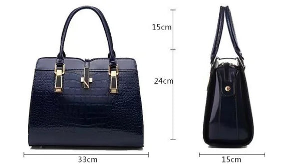 Crocodile Pattern Glossy Handbag