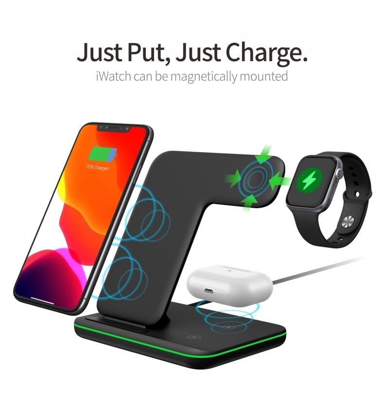 Image of Ninja 15W 3 In 1 Fast Wireless Charging Station For Mobile Phones 309456035 from Edmene LLC