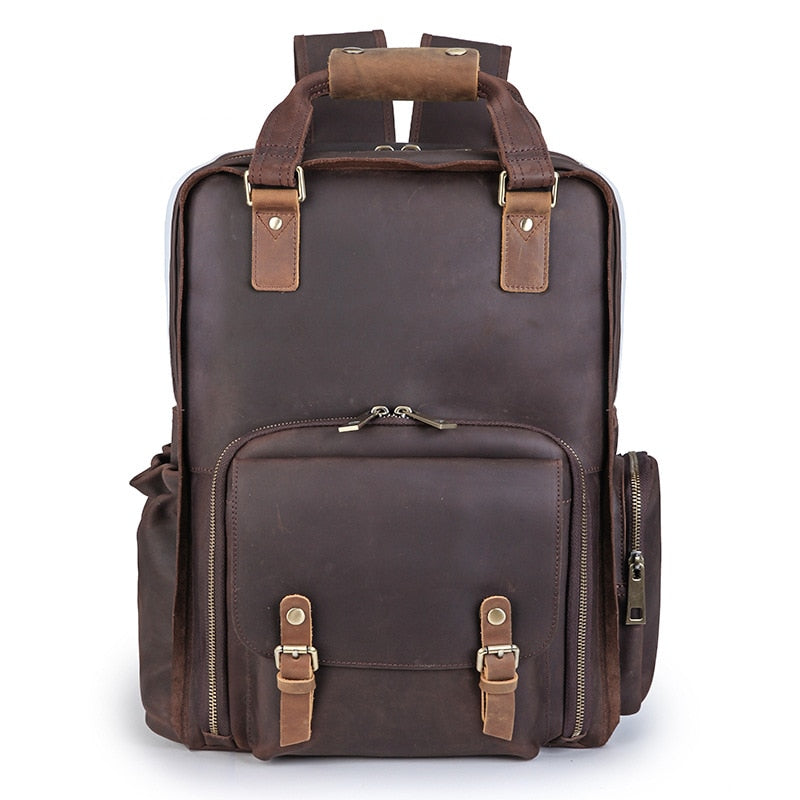Image of The Gaetano Large Leather Backpack Camera Bag With Tripod Holder 1051071533 from Edmene LLC