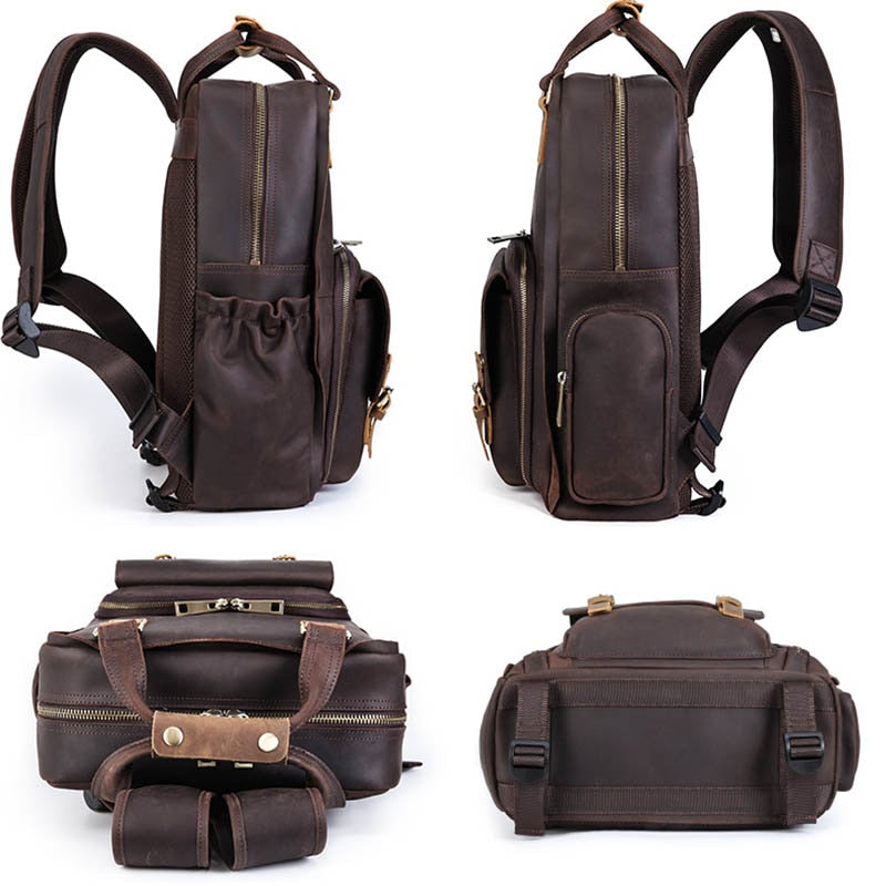 Image of The Gaetano Large Leather Backpack Camera Bag With Tripod Holder 1051071533 from Edmene LLC