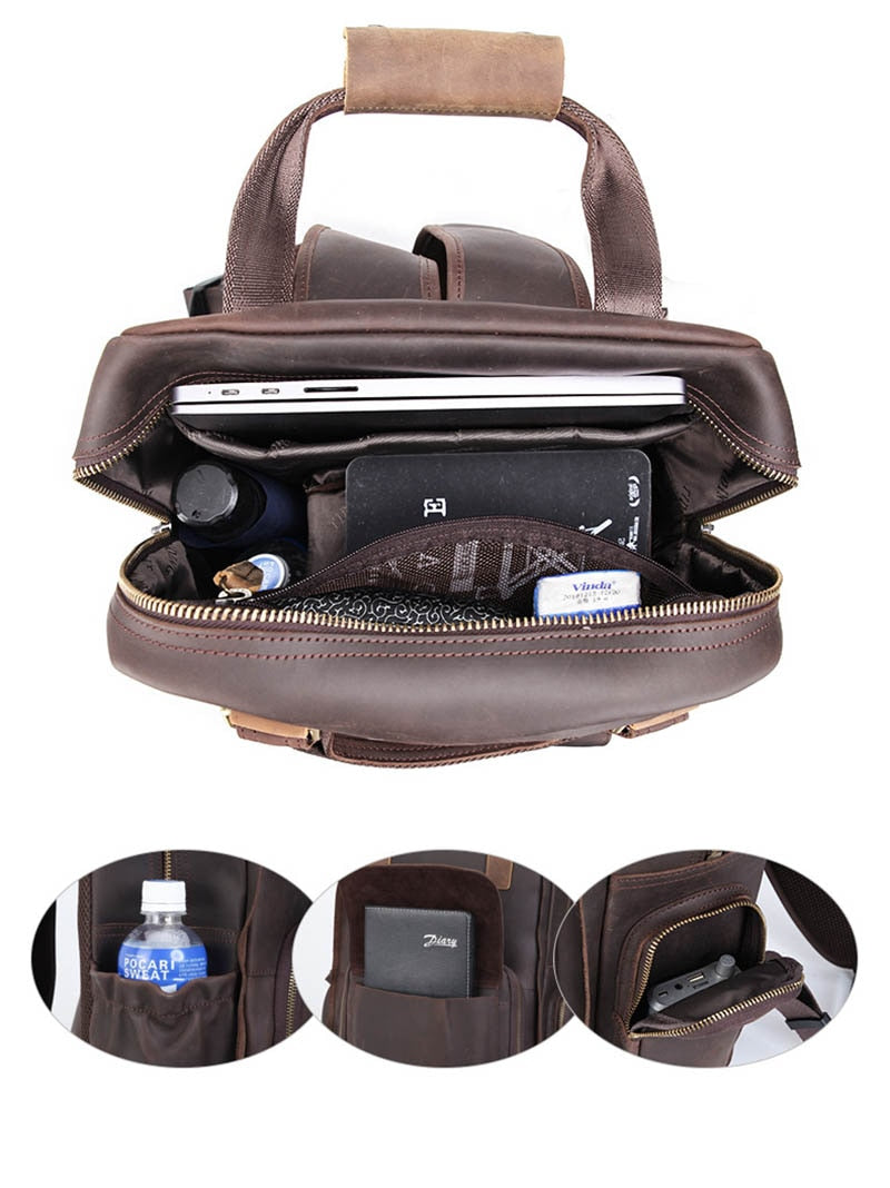 Image of The Gaetano Large Leather Backpack Camera Bag With Tripod Holder 1051071533 from Edmene LLC