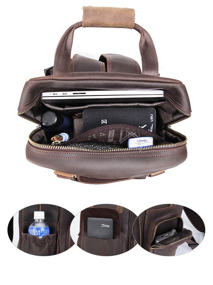 Image of The Gaetano Large Leather Backpack Camera Bag With Tripod Holder 1051071533 from Edmene LLC