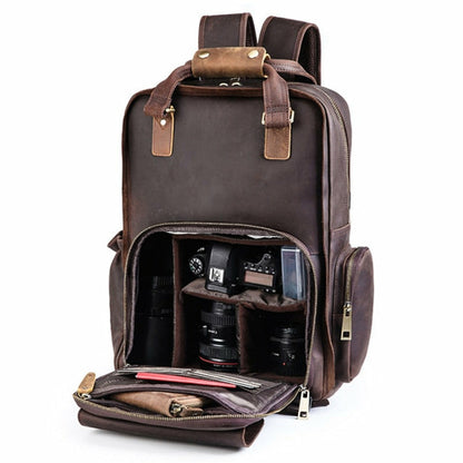 Image of The Gaetano Large Leather Backpack Camera Bag With Tripod Holder 1051071533 from Edmene LLC