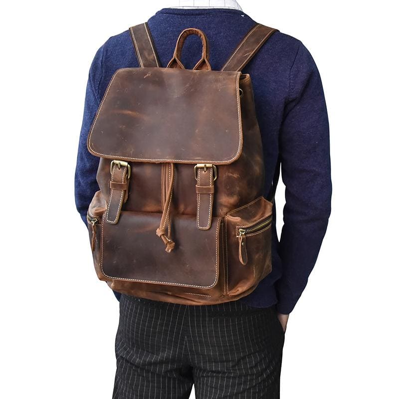 Image of The Hagen Backpack Vintage Leather Backpack 1242026294 from Edmene LLC