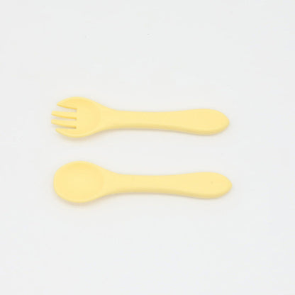 Baby Food Grade Complementary Food Training Silicone Spoon Fork Sets