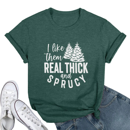 Christmas Shirts for Women: Christmas Shirt Funny Christmas Tree Xmas Vacation Short Sleeve Graphic Tee Tops Green