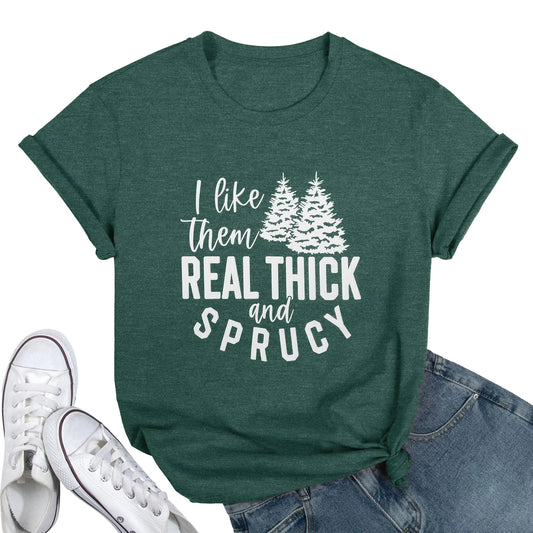 Christmas Shirts for Women: Christmas Shirt Funny Christmas Tree Xmas Vacation Short Sleeve Graphic Tee Tops Green