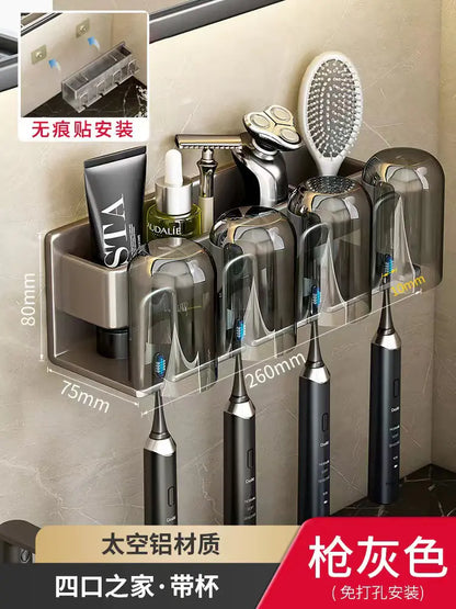 Wall-Mounted Toothbrush and Cup Holder for Bathroom