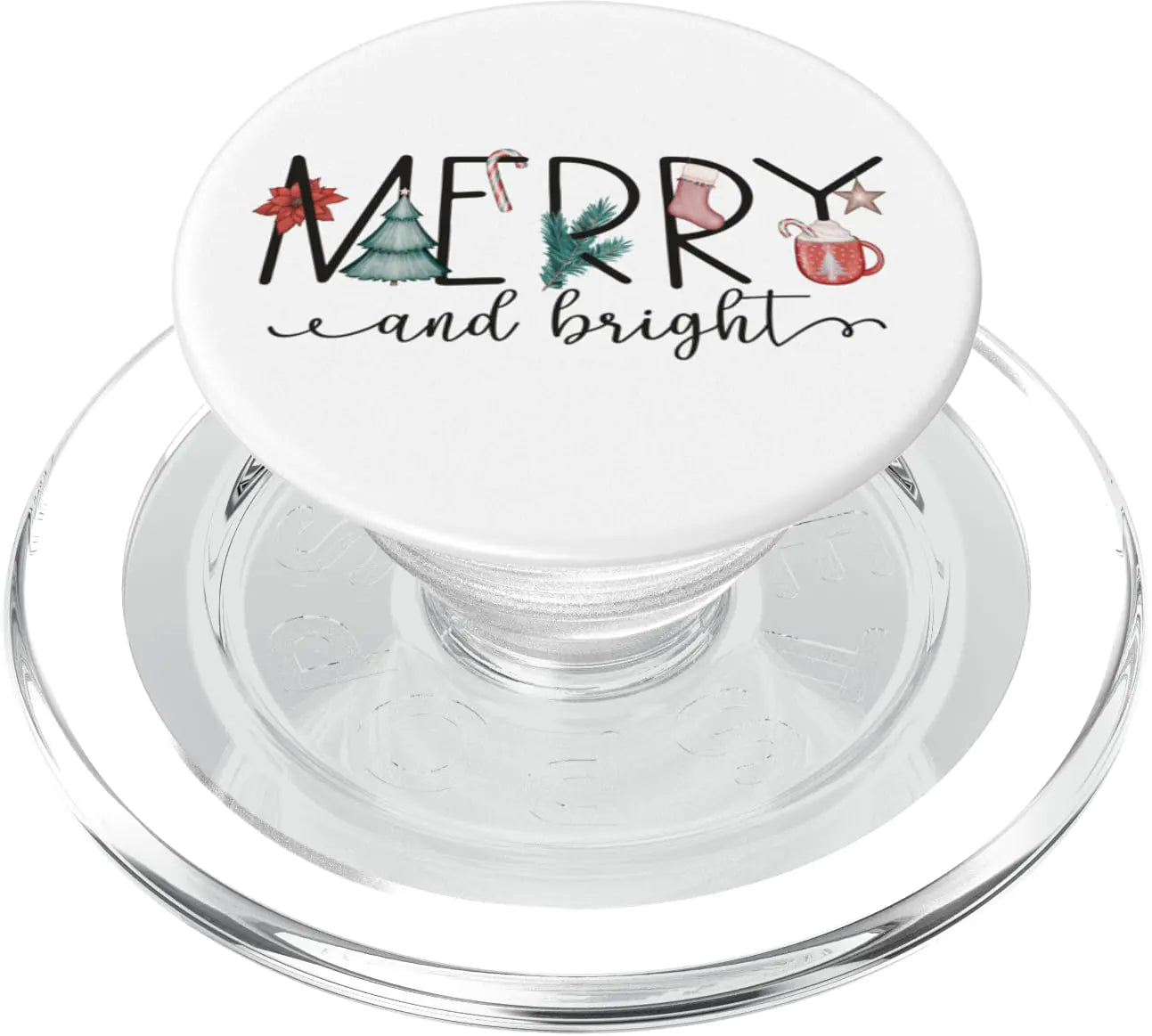 Merry and Bright Merry Christmas Graphic Holiday Christmas PopSockets PopGrip for MagSafe