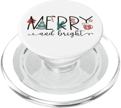 Merry and Bright Merry Christmas Graphic Holiday Christmas PopSockets PopGrip for MagSafe