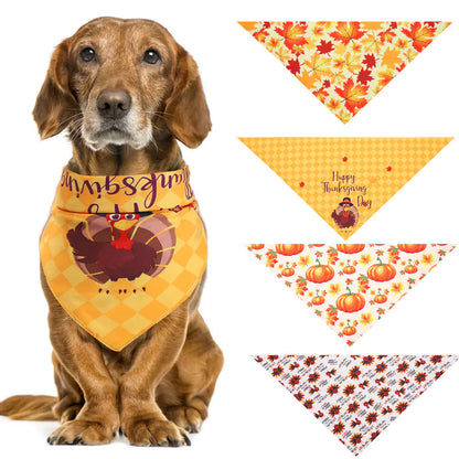 Thanksgiving Pet Bandana with Turkey and Pumpkin Design
