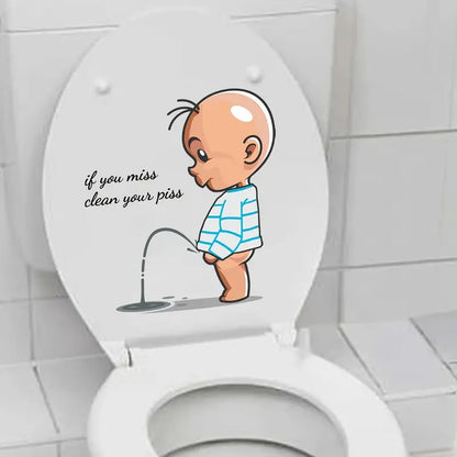 Cute Cartoon Toilet Warning Stickers for Bathroom Decor