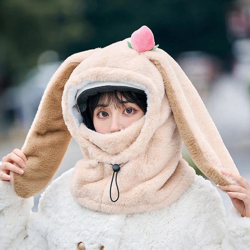 Cute Rabbit Ski Face Helmet Cap
