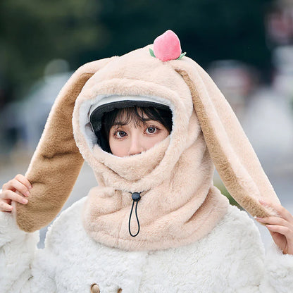 Cute Rabbit Ski Face Helmet Cap