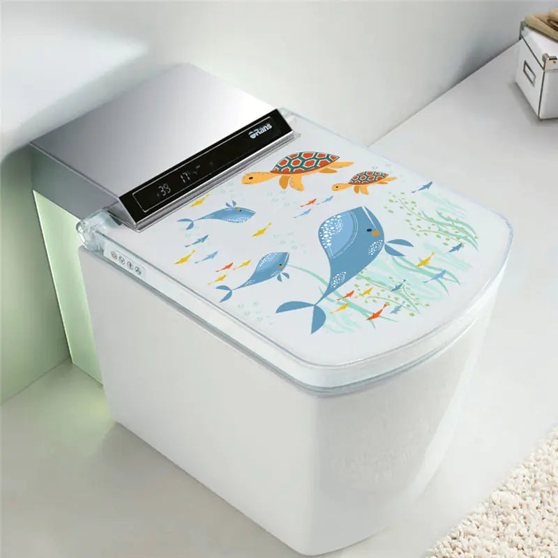 Whale and Turtle Toilet Stickers for Bathroom Decor