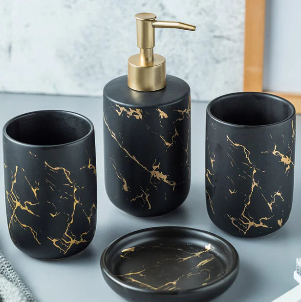 Nordic Luxury Marble Ceramic Bathroom Set (5 Pieces)