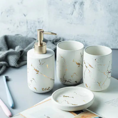 Nordic Luxury Marble Ceramic Bathroom Set (5 Pieces)
