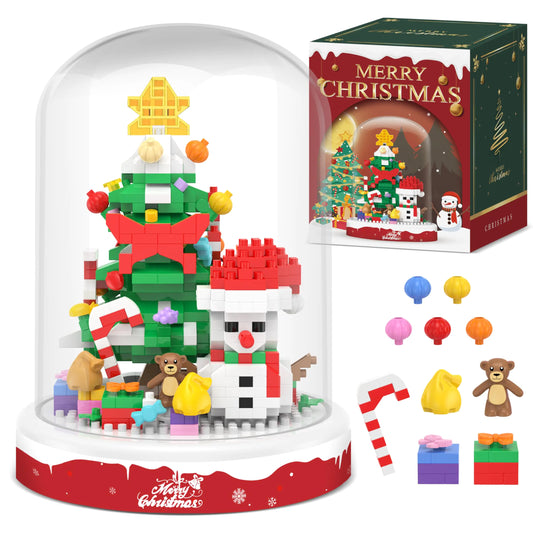 Christmas Tree Snowman Building Blocks 516 PCS Toy Building Sets Christmas Decor Christmas Ornament Building Kit with Dust Cover Christmas Tree Toy Stocking Stuffers for Kids Adults