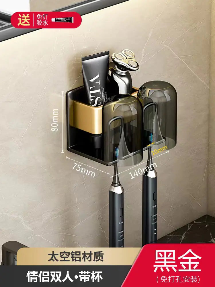 Wall-Mounted Toothbrush and Cup Holder for Bathroom