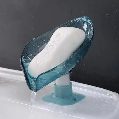 Leaf Shaped Transparent Soap Box for Bathroom Storage