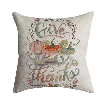 Thanksgiving Pumpkin Festival Burlap Pillowcase Cover