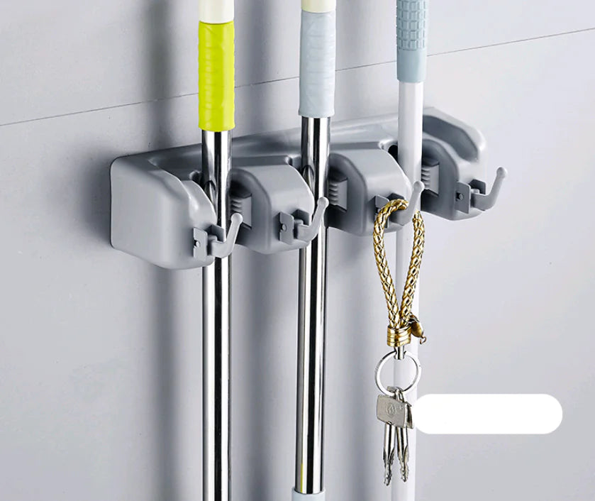 Multifunctional Mop Hook and Holder for Bathroom Door