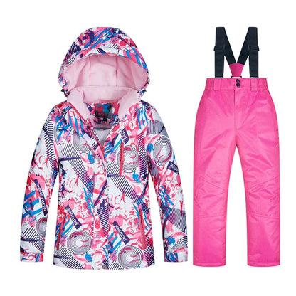 SEARIPE Girls Ski Jacket and Pant Set Winter Warm Snowsuits Kids Toddler Waterproof Outdoor Ski Suit(Huayu+Pink-6)