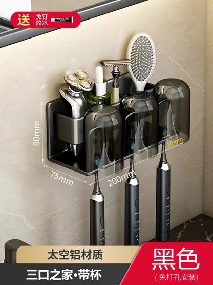Wall-Mounted Toothbrush and Cup Holder for Bathroom
