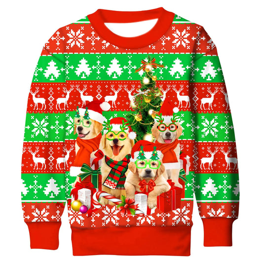 Funny Ugly Jumpers Sweater Size 14 15 Christmas Fleece Outfits Kids 3D Printed Graphic Pullover Sweatshirt Tops Winter for 13-16Years Boys Girls New Year Gifts