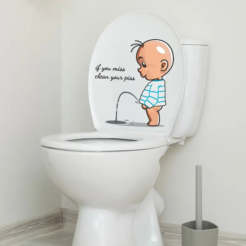 Cute Cartoon Toilet Warning Stickers for Bathroom Decor