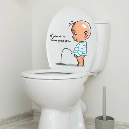 Cute Cartoon Toilet Warning Stickers for Bathroom Decor
