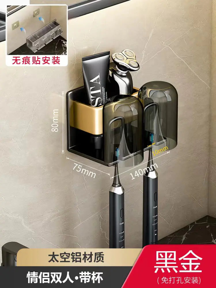 Wall-Mounted Toothbrush and Cup Holder for Bathroom