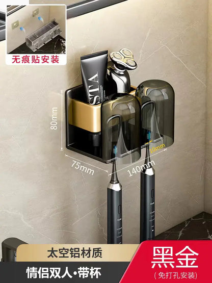 Wall-Mounted Toothbrush and Cup Holder for Bathroom