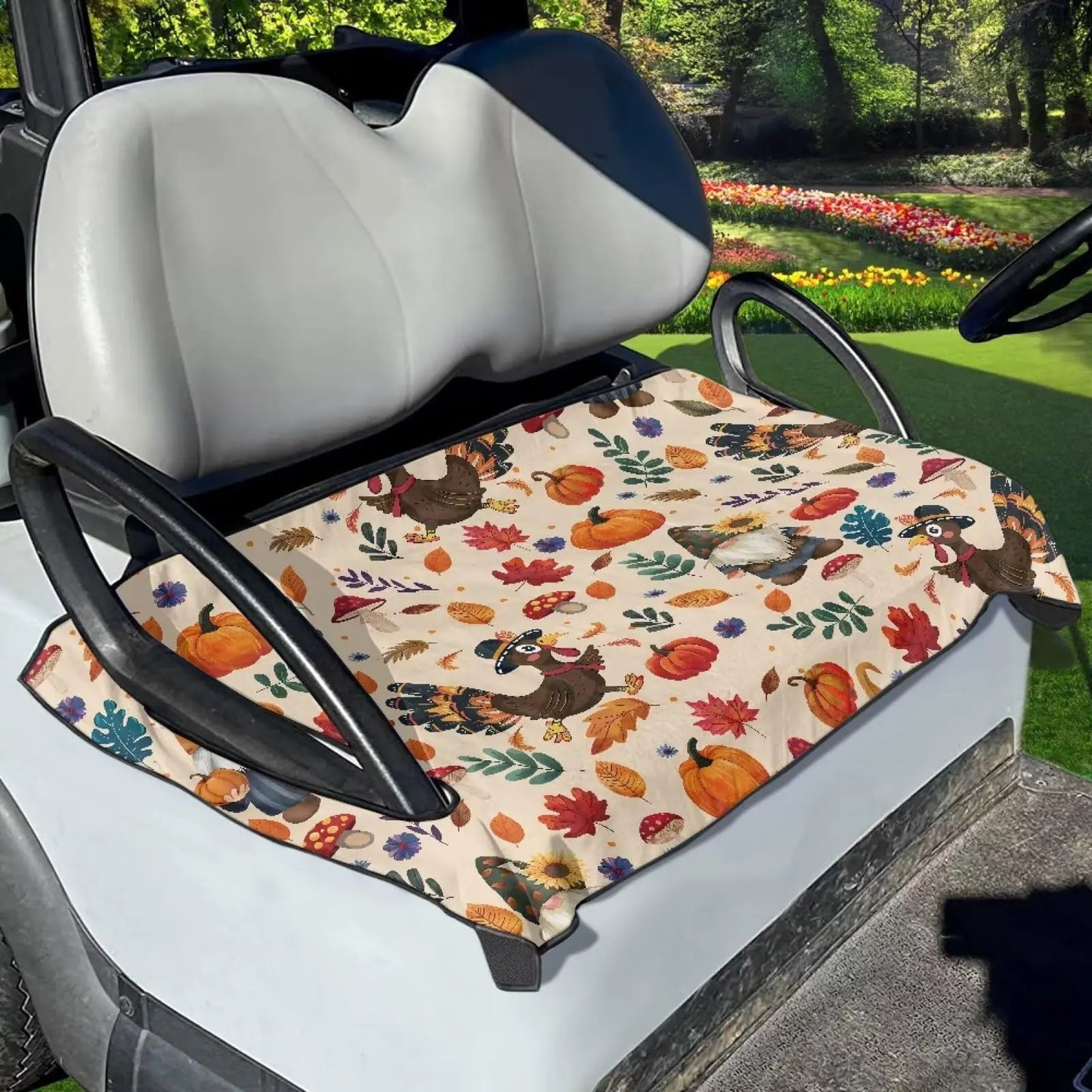 Flashideas Thanksgiving Turkey Golf Cart Seat Towel Blanket Covers Portable Club Car Seat Cover Travel Sports Cart Seat Cushion Accessories