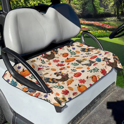 Flashideas Thanksgiving Turkey Golf Cart Seat Towel Blanket Covers Portable Club Car Seat Cover Travel Sports Cart Seat Cushion Accessories