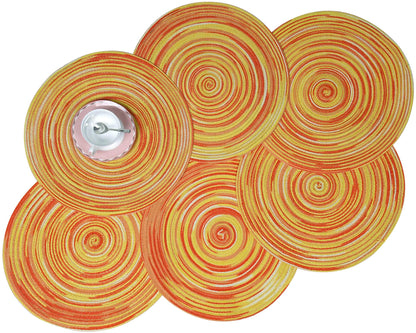 Zupro Round Placemats Set of 6Braided Cotton Table Mats Heat Resistant Non-Slip Washablefor Kitchen Dining Tables Four Seasons Dinner Parties Thanksgiving Christmas and Everyday Use.Yellow