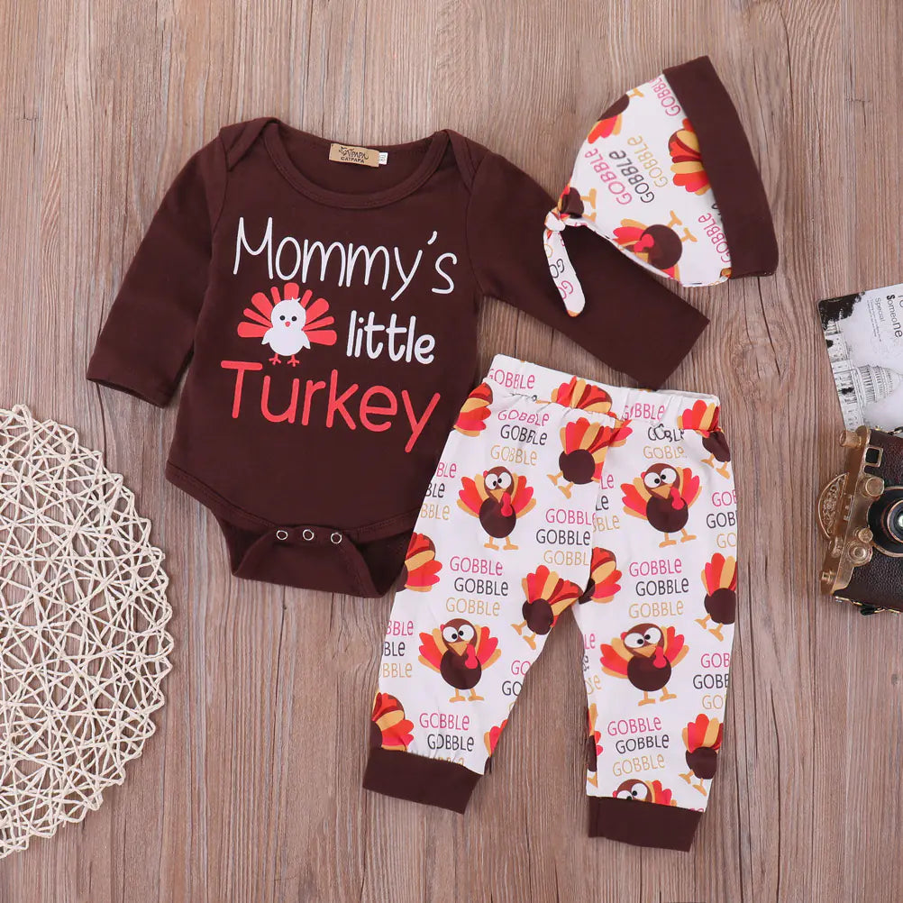Thanksgiving Letter Print Outfit with Pumpkin Pants Set